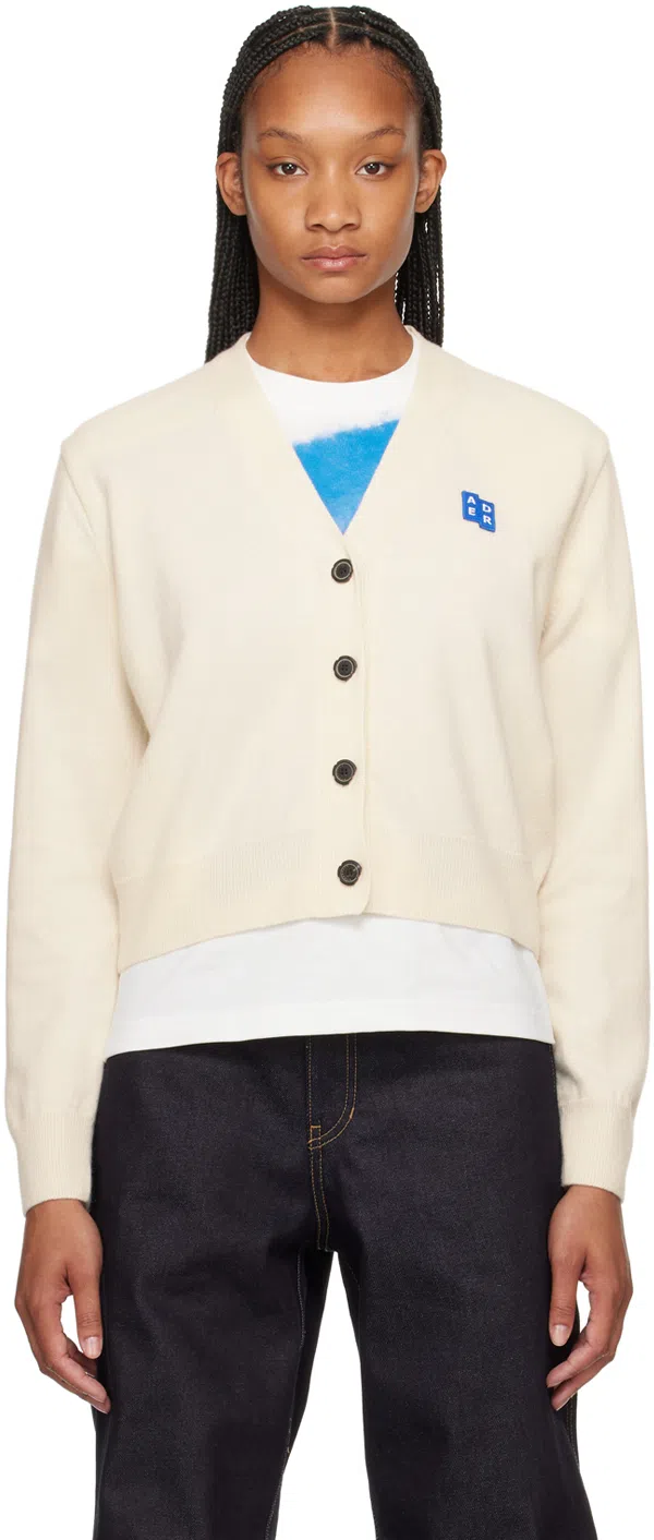 Ader Error Tetris-appliqué fine-knit cardigan - Neutrals