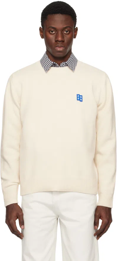 Ader Error Off-white Dropped Shoulder Sweater In Oatmeal