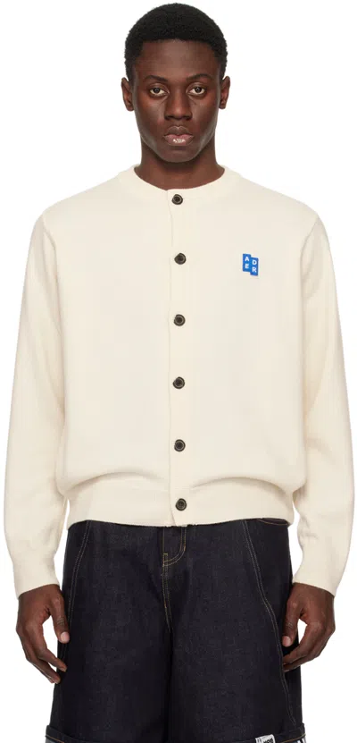 Ader Error Off-white Patch Cardigan In Oatmeal