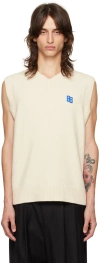 Ader Error V-neck Knitted Vest In Oatmeal