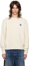 Ader Error Off-white Trs Tag Knit Sweater In Oatmeal