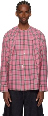 Ader Error Pink Check Shirt In Pink