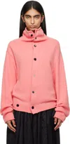 Ader Error Pink Mohair Cardigan In Pink
