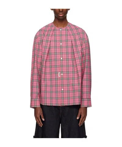 Ader Error Plaid Long-sleeved Shirt In Pink