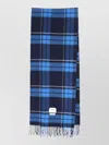 Ader Error Plaid Scarf Fringed Edges Soft Texture In Blue