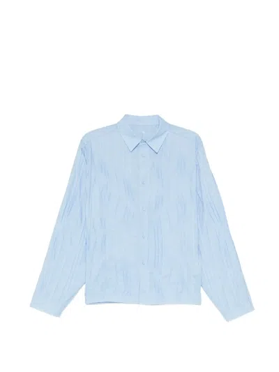 Ader Error Pleated Jacquard Shirt In Blue