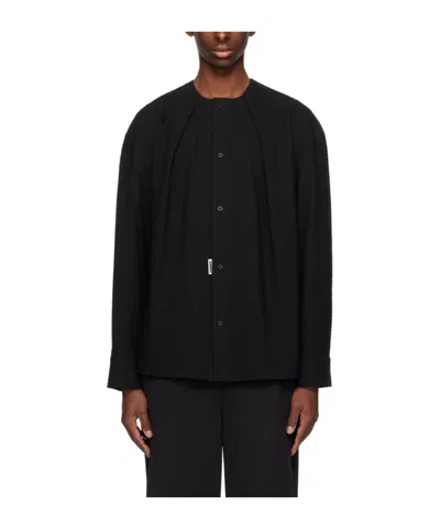 Ader Error Pleated Long-sleeved Shirt In Black