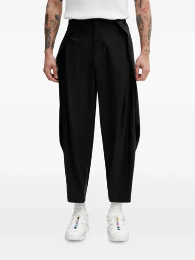 Ader Error Pleated Tapered-leg Trousers In Black