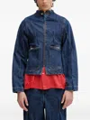 Ader Error Pleated Zip-front Denim Jacket In Blue
