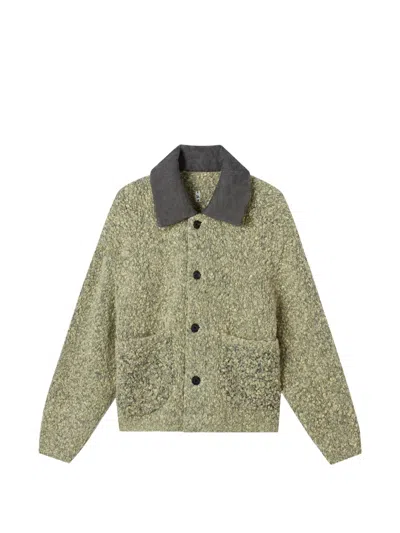 Ader Error Pocket Textured Cardigan In Yellow