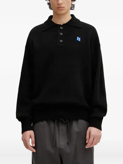 Ader Error Polo-neck Logo-patch Sweater In Black