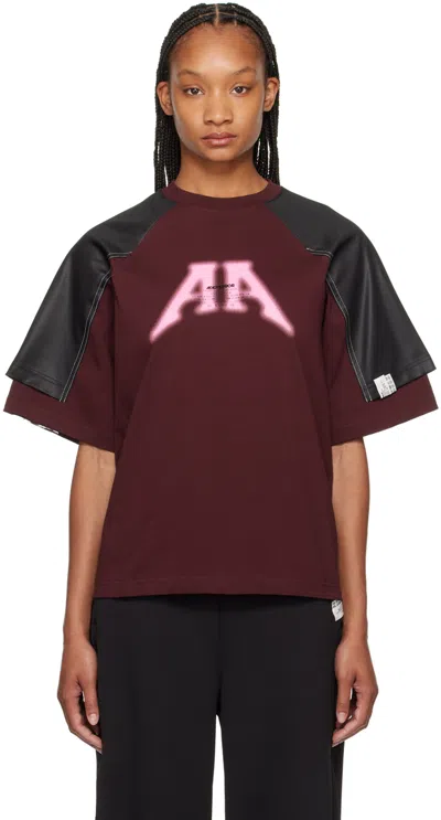 Ader Error Red Nolc T-shirt In Burgundy