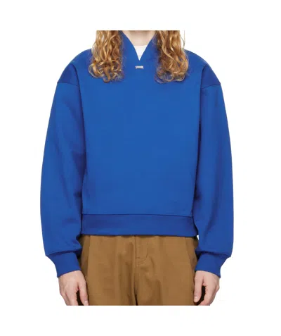 Ader Error Rib Knitted Pullover In Blue