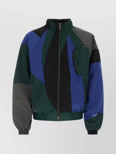 Ader Error Ribbed Cuffs Colour-block Nylon Jacket In Blue
