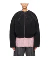 Ader Error Round-collar Pleated Down Jacket In Black