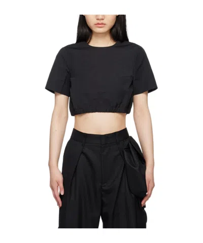 Ader Error Round Collar Short T-shirt In Black