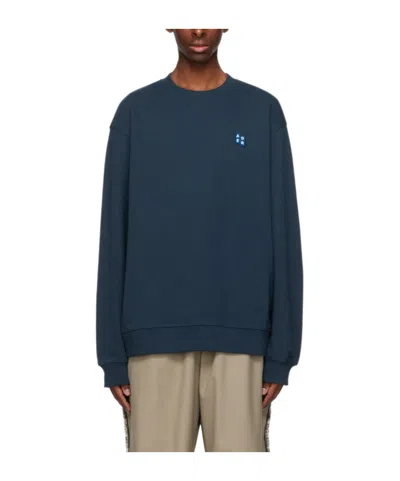 Ader Error Round Neck Hoodie In Blue