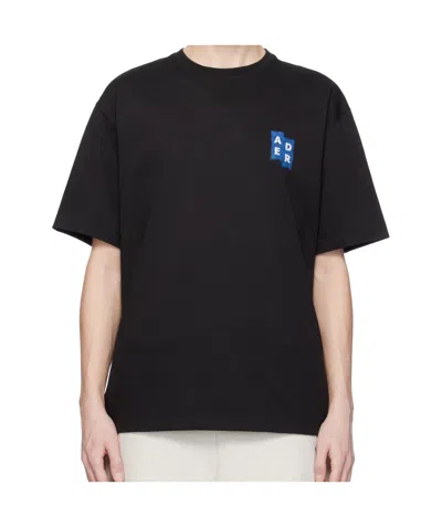 Ader Error Round Neck Short Sleeve T-shirt In Noir