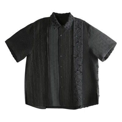 Pre-owned Ader Error Short-sleeve Button Up T-shirt 'noir' | Black | Men's Size L