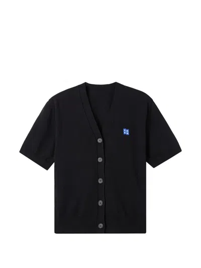 Ader Error Sig; Bl Tag Short-sleeve Buttoned Cardigan In Black