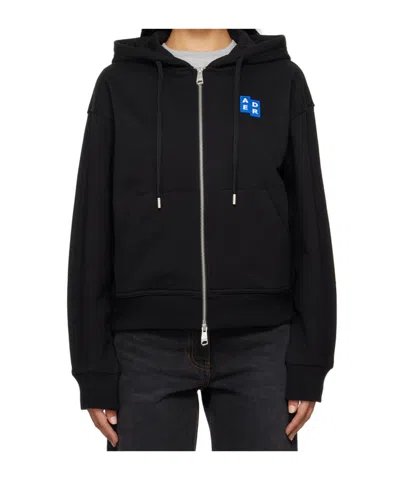 Ader Error Significant Collection Trs Tag Hooded Sweater In Black