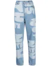 Ader Error Slogan Washed Jeans In Blue