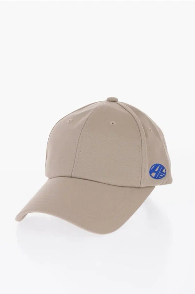 Ader Error Solid Color Cap With Embroidered Logo In Brown