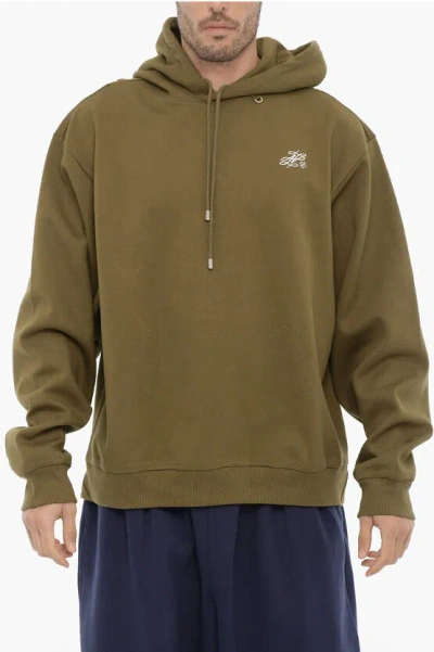 Ader Error Solid Color Hoodie With Embroidery In Green