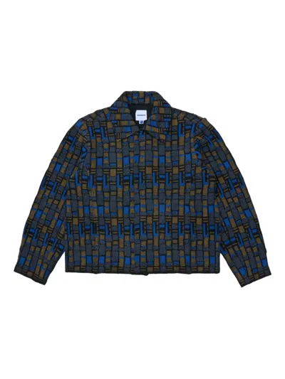 Ader Error Spread-collar Knit Jacket In Blue