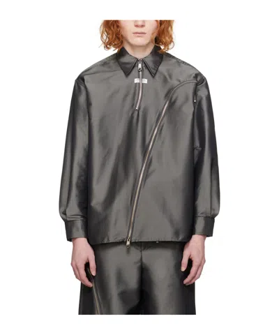 Ader Error Square Collar Zipper Shirt In Black