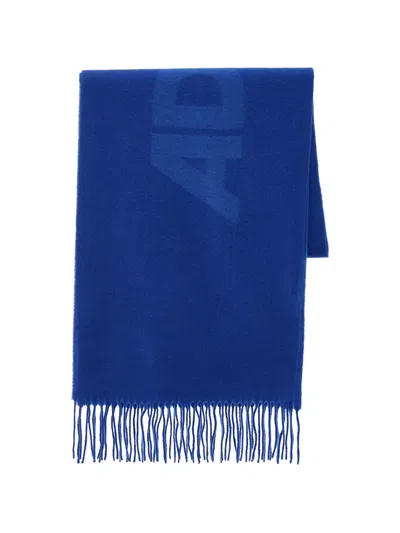 Ader Error Standic Muffler Fringed Logo Scarf In Blue