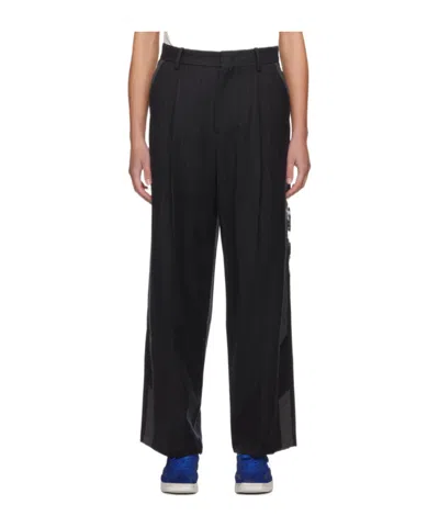Ader Error Striped Belt-loop Casual Pants In Black