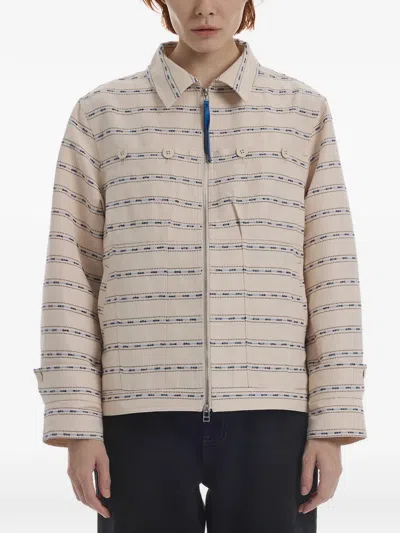 Ader Error Striped Button-detail Jacket In Neutral
