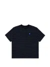 Ader Error Striped Cotton T-shirt In Blue