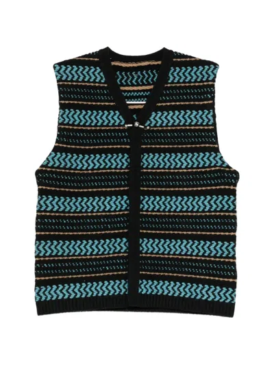 Ader Error Striped Knit Vest In Black