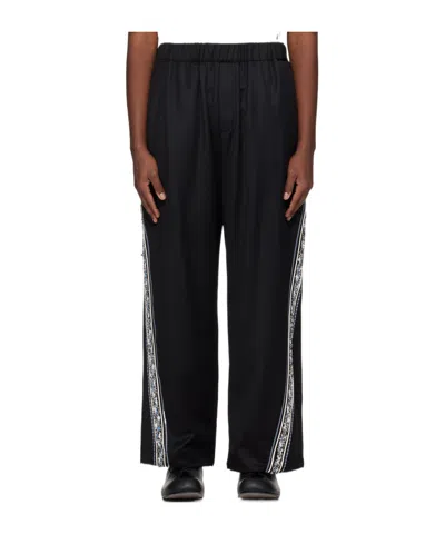 Ader Error Striped Logo Casual Pants In Black