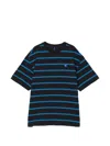 Ader Error Striped Logo-patch T-shirt In Blue