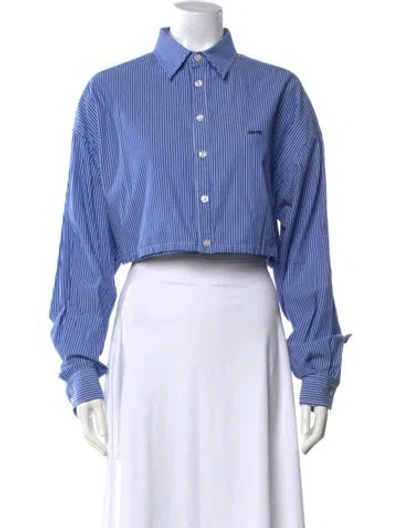 Pre-owned Ader Error Striped Long Sleeve Button-up Top In Blue