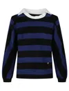 Ader Error Striped Polo Sweatshirt In Blue