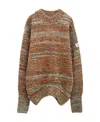 Ader Error Striped Round Neck Knitted Sweater In Brown