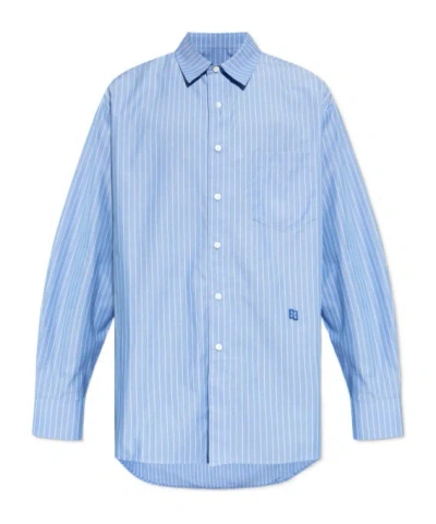 Ader Error Striped Shirt In Blue