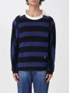 Ader Error Striped Polo Sweatshirt In Blue