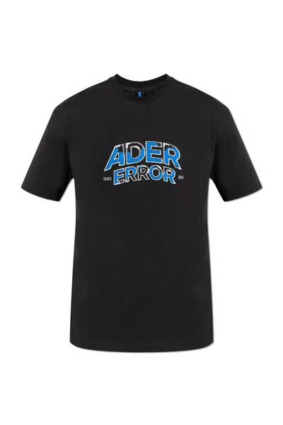 Ader Error Black Flocked Logo T-shirt