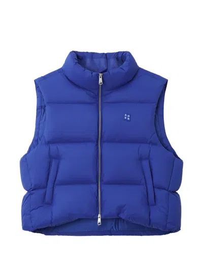 Ader Error Tag Zip-up Padded Gilet In Blue