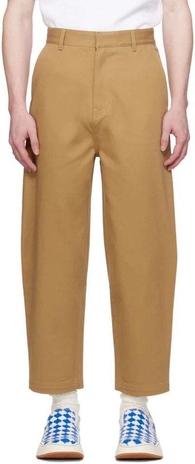 Ader Error Tan Tag Trousers In Beige