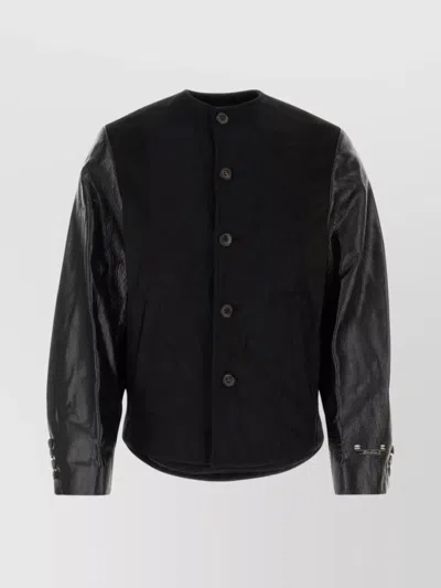 Ader Error Textured Fabric Wool Blend Jacket In Noir