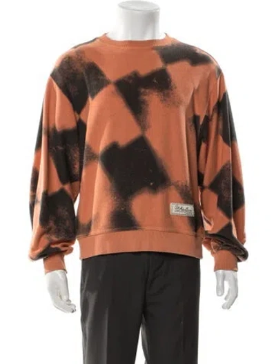 Pre-owned Ader Error Tie-dye Print Crew Neck Sweatshirt In Brown
