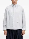 Ader Error Vertical-stripe Cut-out Shirt In White