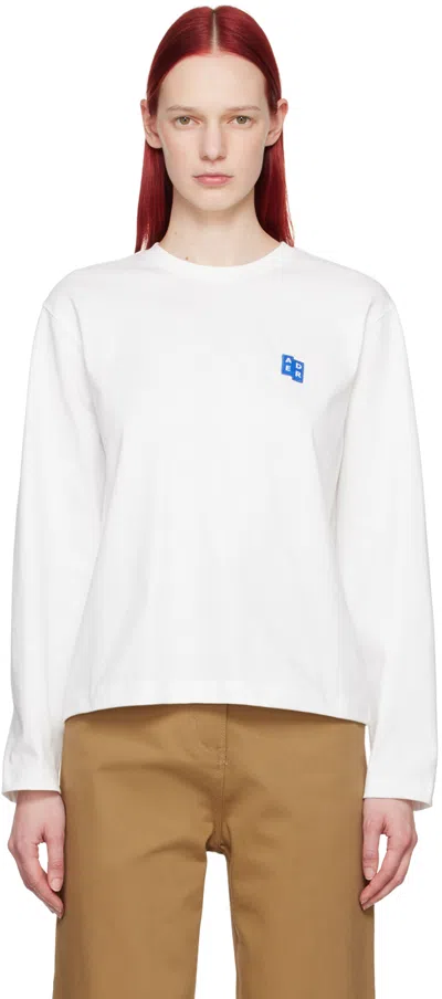 Ader Error White Patch Long Sleeve T-shirt In Off White
