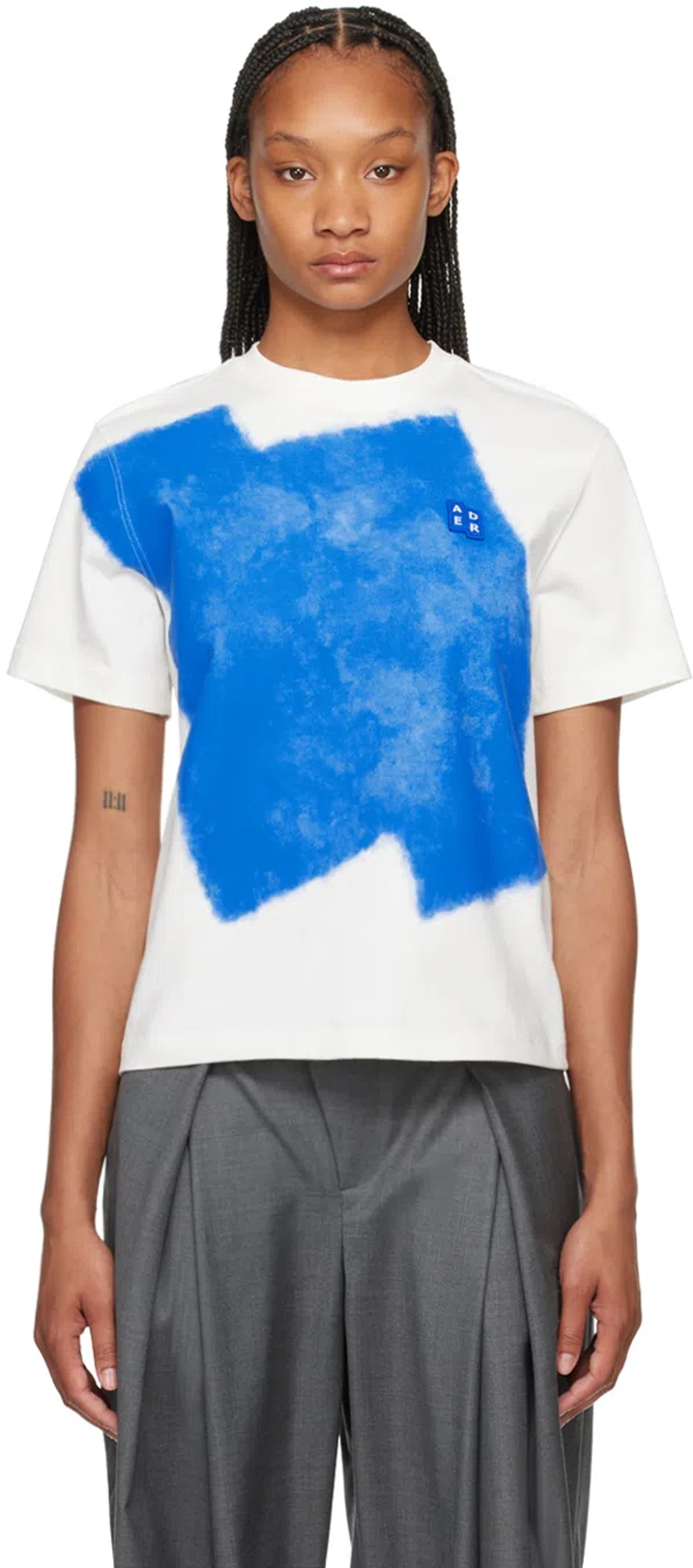 Ader Error White Trs Tag T-shirt In Off White | ModeSens